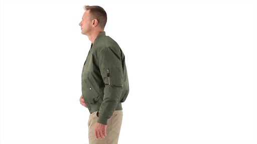 HQ Issue Men's Military Style MA-1 Flight Jacket 360 View - image 8 from the video