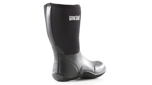 Guide Gear Men's Mid Bogger Waterproof Rubber Boots Black 360 View - image 6 from the video