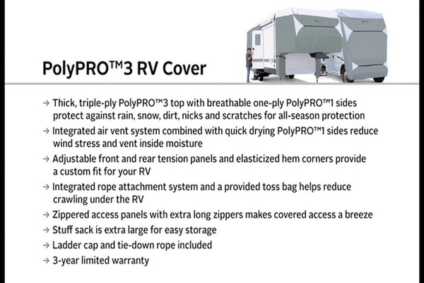 Classic® PolyPro III Deluxe Extra Tall 5th Wheel Cover - image 9 from the video