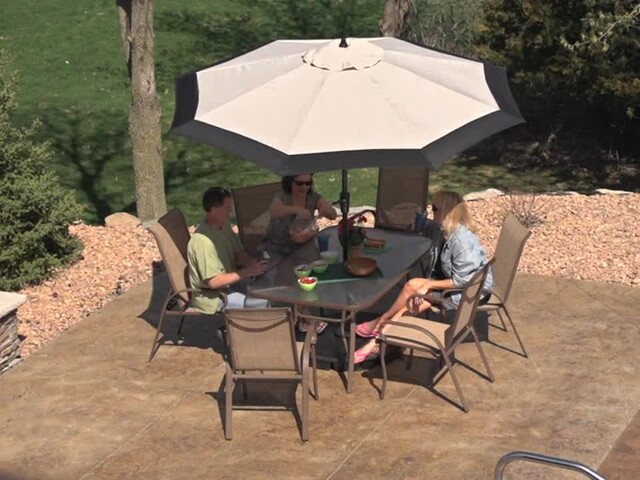 CASTLECREEK™ 9' Two - Tone Deluxe Market Umbrella - image 10 from the video