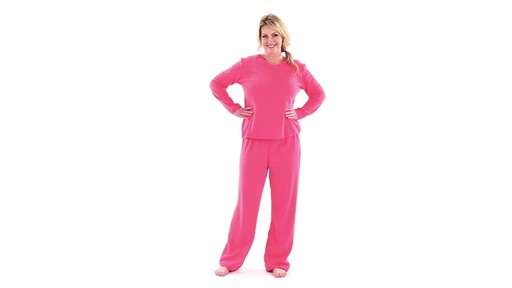 Guide Gear Women's Fleece Pajamas with Satin Trim 360 View - image 10 from the video