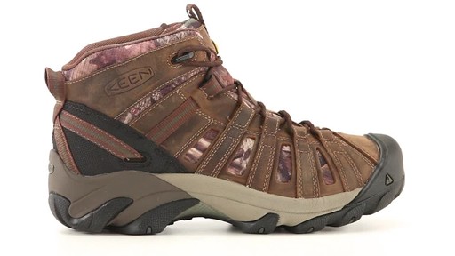 KEEN Utility Men's Flint Mid Camo Soft Toe Work Boots Mossy Oak 360 View - image 10 from the video