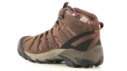 KEEN Utility Men's Flint Mid Camo Soft Toe Work Boots Mossy Oak 360 View - image 6 from the video