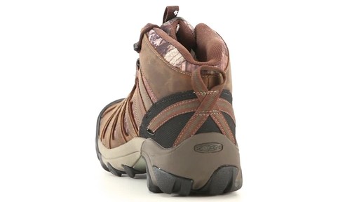 KEEN Utility Men's Flint Mid Camo Soft Toe Work Boots Mossy Oak 360 View - image 7 from the video