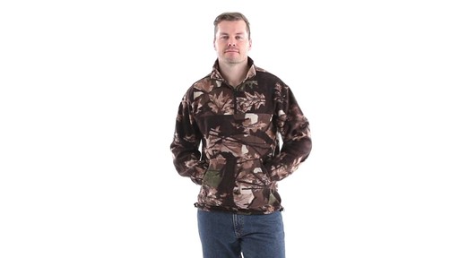 Guide Gear Men's Quarter Zip Camo Fleece Pullover Jacket 360 View - image 7 from the video