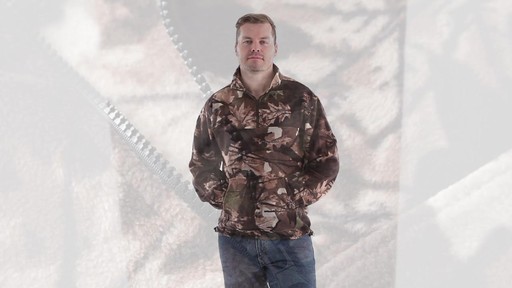 Guide Gear Men's Quarter Zip Camo Fleece Pullover Jacket 360 View - image 8 from the video