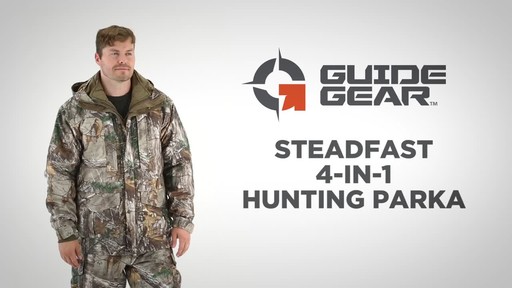 Guide Gear Steadfast 4-in-1 Hunting Parka 150 Gram Thinsulate Platinum with X-Static Waterproof - image 1 from the video