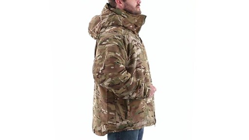 Military PrimaLoft Men's Hooded MultiCam Camo Jacket 360 View - image 3 from the video