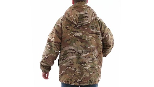 Military PrimaLoft Men's Hooded MultiCam Camo Jacket 360 View - image 6 from the video
