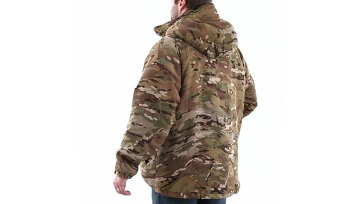 Military PrimaLoft Men's Hooded MultiCam Camo Jacket 360 View - image 7 from the video