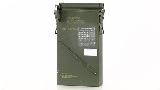 U.S. Military Surplus 81mm Mortar Ammo Can Used 360 View - image 2 from the video