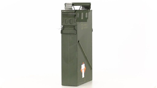 U.S. Military Surplus 81mm Mortar Ammo Can Used 360 View - image 5 from the video