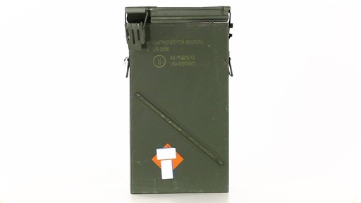 U.S. Military Surplus 81mm Mortar Ammo Can Used 360 View - image 7 from the video