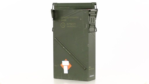 U.S. Military Surplus 81mm Mortar Ammo Can Used 360 View - image 8 from the video