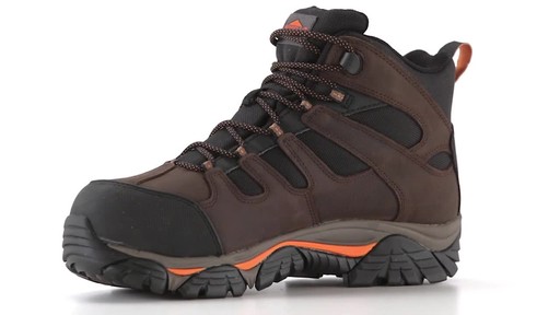 Merrell Men's Moab 2 Peak Mid Waterproof Composite Toe Work Boots - image 7 from the video