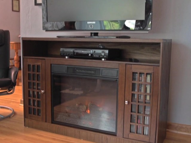 CASTLECREEK Mission-style Media Stand Fireplace Heater, Dark Oak - image 10 from the video