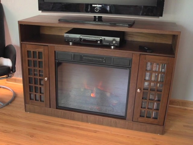 CASTLECREEK Mission-style Media Stand Fireplace Heater, Dark Oak - image 4 from the video