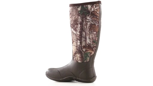 Guide Gear Men's High Camo Waterproof Rubber Boots Realtree Xtra 360 View - image 4 from the video