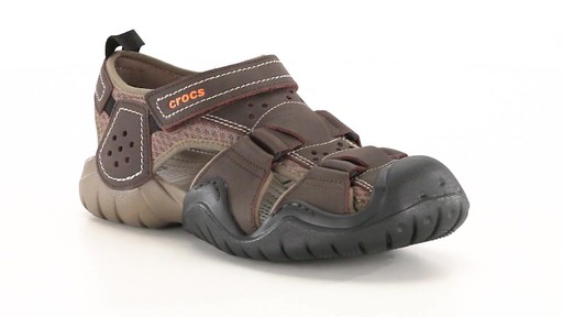 Crocs Men's Swiftwater Leather Fisherman Sandals 360 View - image 1 from the video