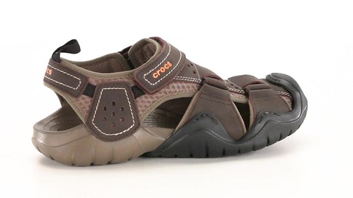 Crocs Men's Swiftwater Leather Fisherman Sandals 360 View - image 10 from the video