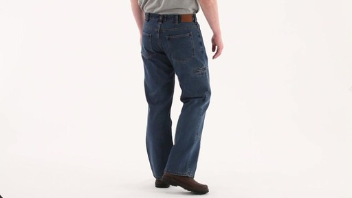 Guide Gear Men's Flannel-Lined Denim Stone Wash Jeans 360 View - image 3 from the video