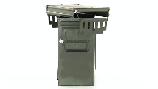 Used U.S. Military Surplus 20mm Ammo Can Olive Drab 360 View - image 10 from the video
