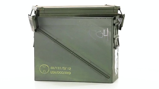 Used U.S. Military Surplus 20mm Ammo Can Olive Drab 360 View - image 2 from the video