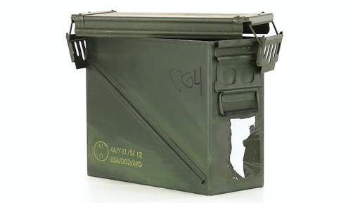 Used U.S. Military Surplus 20mm Ammo Can Olive Drab 360 View - image 3 from the video