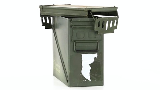 Used U.S. Military Surplus 20mm Ammo Can Olive Drab 360 View - image 4 from the video
