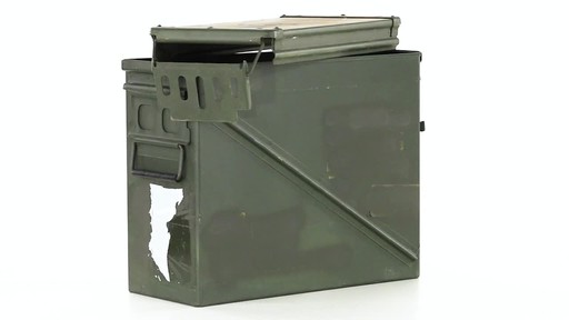 Used U.S. Military Surplus 20mm Ammo Can Olive Drab 360 View - image 6 from the video