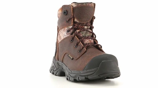 Justin Men's Tumbled Tomboni Waterproof Lace Up Work Boots 360 View - image 1 from the video