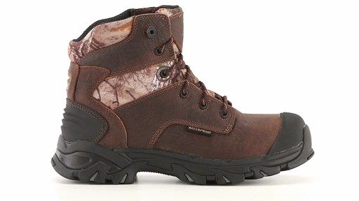 Justin Men's Tumbled Tomboni Waterproof Lace Up Work Boots 360 View - image 10 from the video