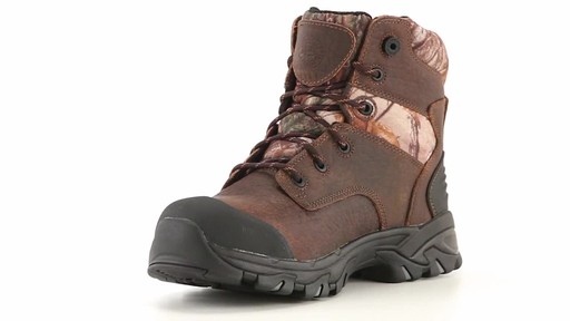 Justin Men's Tumbled Tomboni Waterproof Lace Up Work Boots 360 View - image 3 from the video