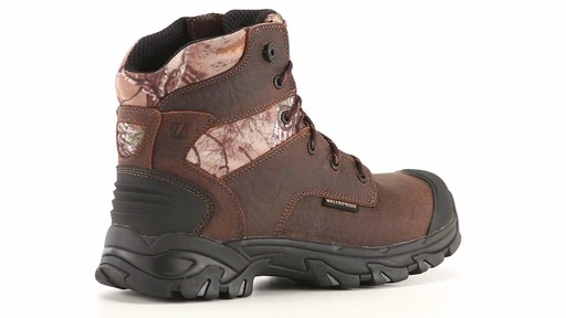 Justin Men's Tumbled Tomboni Waterproof Lace Up Work Boots 360 View - image 9 from the video