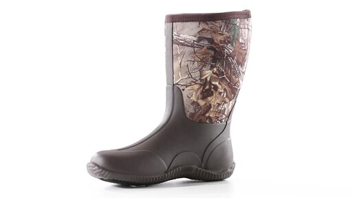 Guide Gear Men's Mid Camo Waterproof Rubber Boots Realtree Xtra 360 View - image 4 from the video
