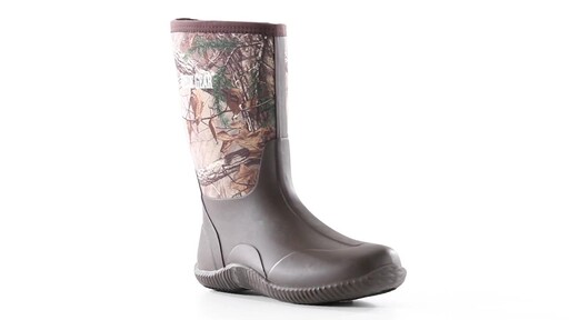 Guide Gear Men's Mid Camo Waterproof Rubber Boots Realtree Xtra 360 View - image 6 from the video