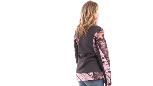 Guide Gear Women's Pink Camo Trim Soft Shell Jacket 360 View - image 2 from the video