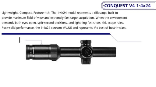 Zeiss Conquest V4 1-4x24mm Illuminated #60 Plex Rifle Scope - image 1 from the video