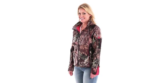 Guide Gear Women's Mossy Oak Break-Up Country Trim Soft Shell Jacket 360 View - image 4 from the video