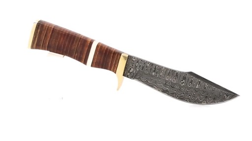 Damascus Leather Stacked Bowie Knife 5.25