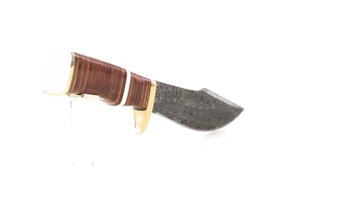 Damascus Leather Stacked Bowie Knife 5.25
