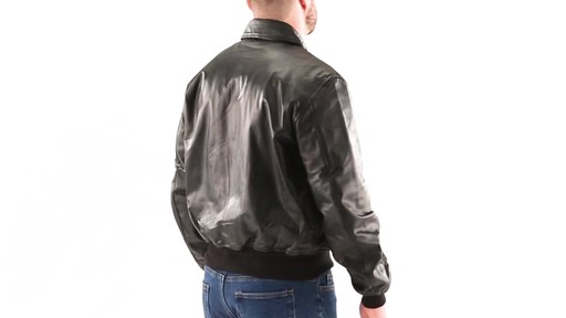 Alpha Industries Leather CWU Flight Jacket 360 View - image 4 from the video