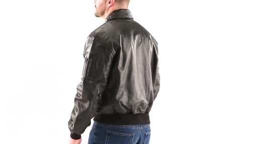 Alpha Industries Leather CWU Flight Jacket 360 View - image 7 from the video