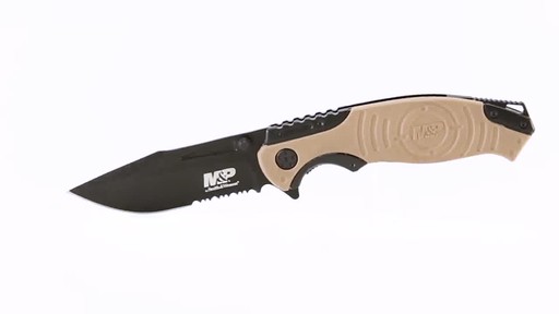 Smith & Wesson Military & Police Liner Lock Folding Knife Brown & Black Handle 360 View - image 1 from the video