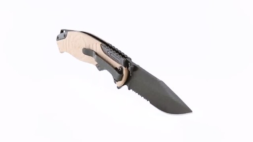 Smith & Wesson Military & Police Liner Lock Folding Knife Brown & Black Handle 360 View - image 5 from the video