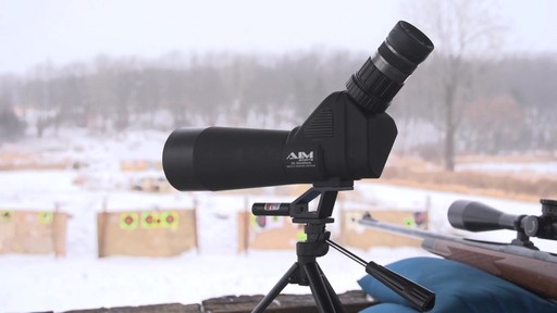 AIM Sports Tactical 20-60x60mm Spotting Scope with Tripos and Laser - image 1 from the video