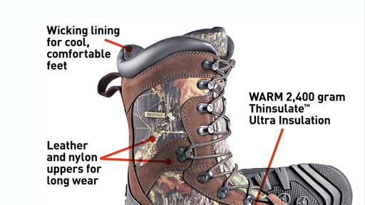 Guide Gear Men's Insulated Hunting Boots Waterproof Thinsulate 2400 Gram - image 6 from the video