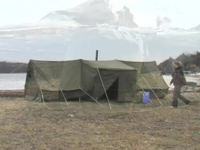 Used Russian Military 8x18' Canvas Tent Olive Drab - image 1 from the video