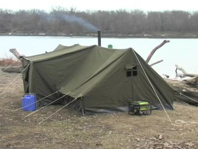 Used Russian Military 8x18' Canvas Tent Olive Drab - image 8 from the video