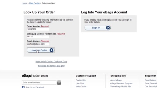 eBags Returns Process - image 5 from the video